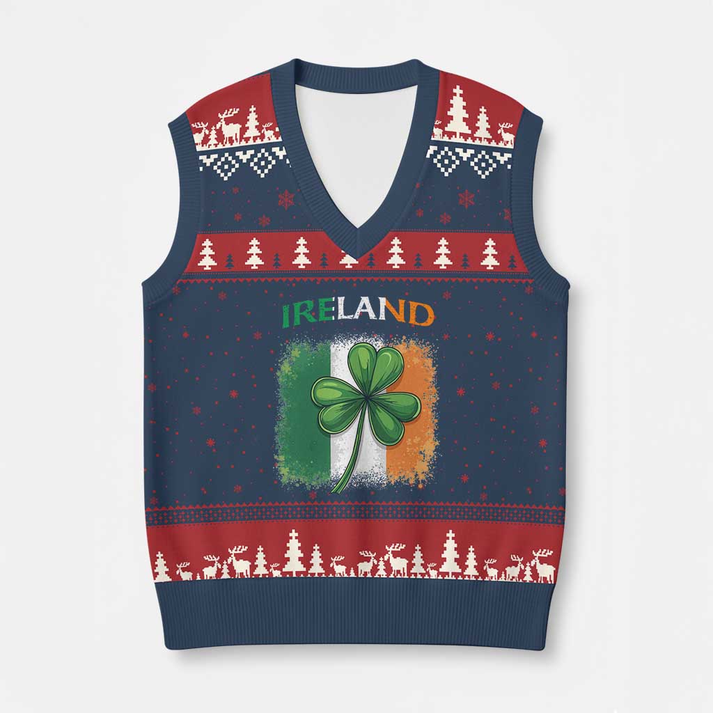 Vintage Ireland Shamrock Irish Flag St Patricks Day V-Neck Knit Sweater Vest