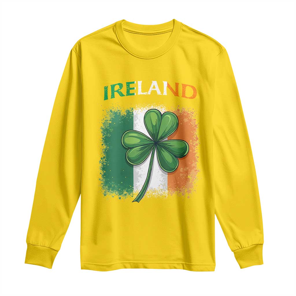 Vintage Ireland Shamrock Irish Flag St Patricks Day Long Sleeve Shirt