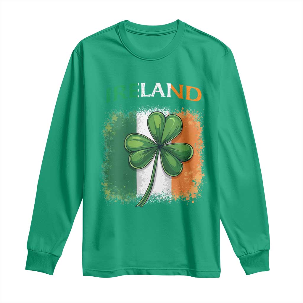 Vintage Ireland Shamrock Irish Flag St Patricks Day Long Sleeve Shirt