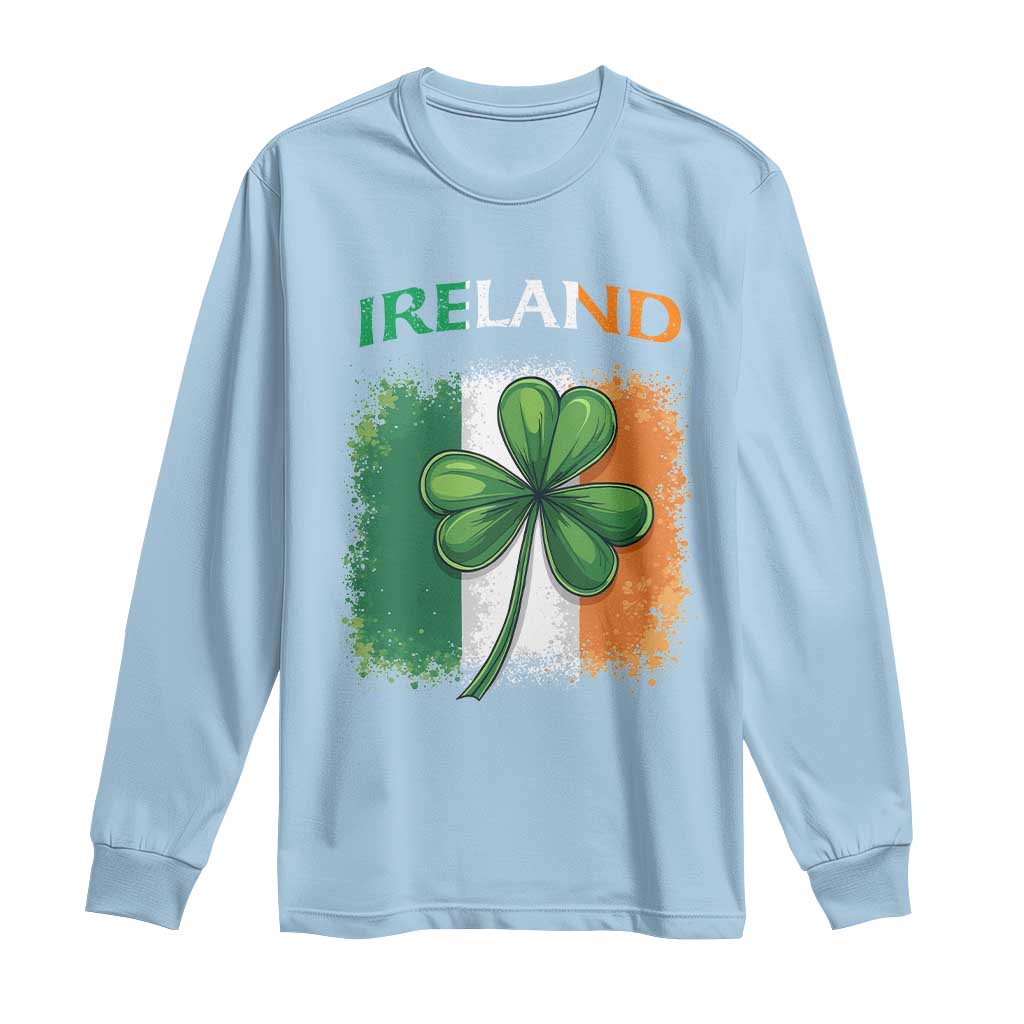 Vintage Ireland Shamrock Irish Flag St Patricks Day Long Sleeve Shirt
