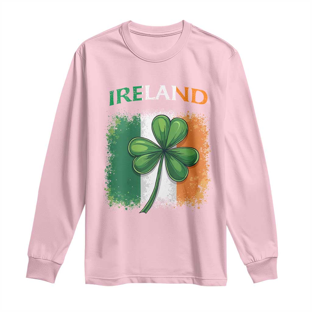 Vintage Ireland Shamrock Irish Flag St Patricks Day Long Sleeve Shirt