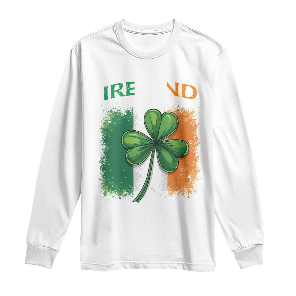 Vintage Ireland Shamrock Irish Flag St Patricks Day Long Sleeve Shirt