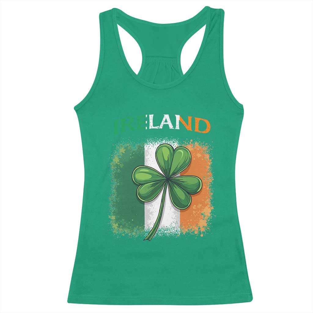 Vintage Ireland Shamrock Irish Flag St Patricks Day Racerback Tank Top