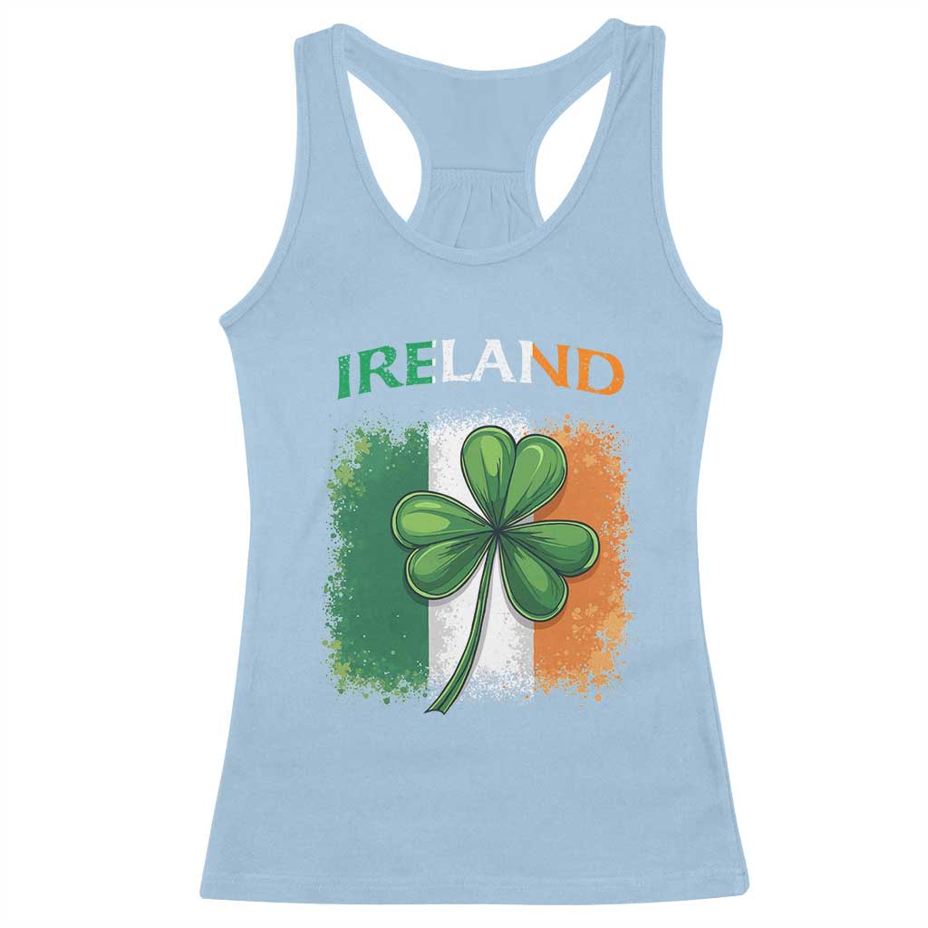 Vintage Ireland Shamrock Irish Flag St Patricks Day Racerback Tank Top