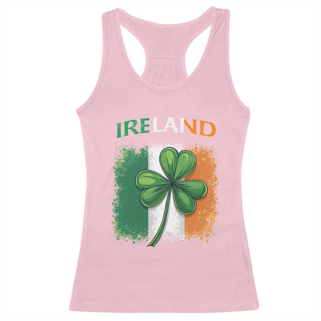 Vintage Ireland Shamrock Irish Flag St Patricks Day Racerback Tank Top