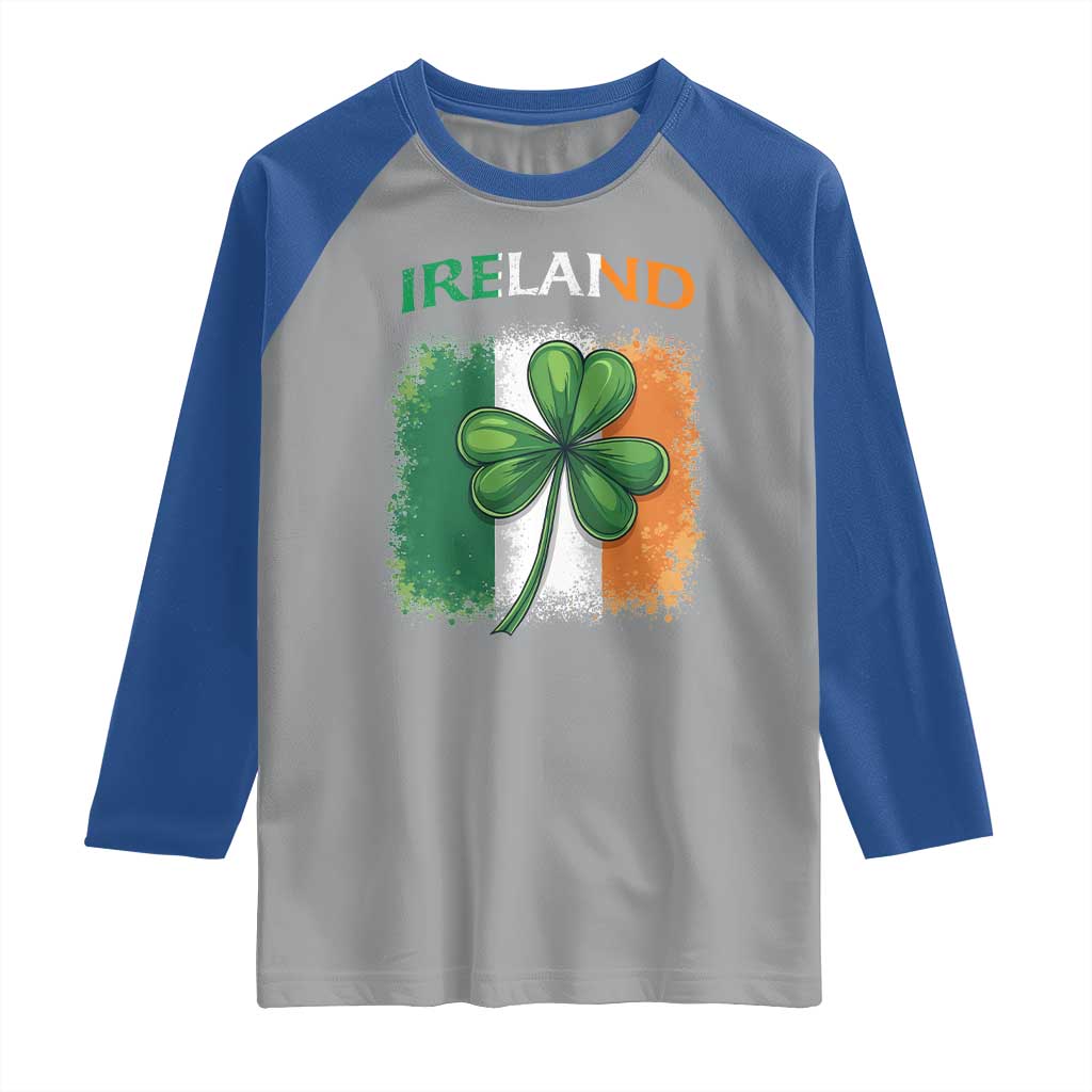 Vintage Ireland Shamrock Irish Flag St Patricks Day Raglan Shirt