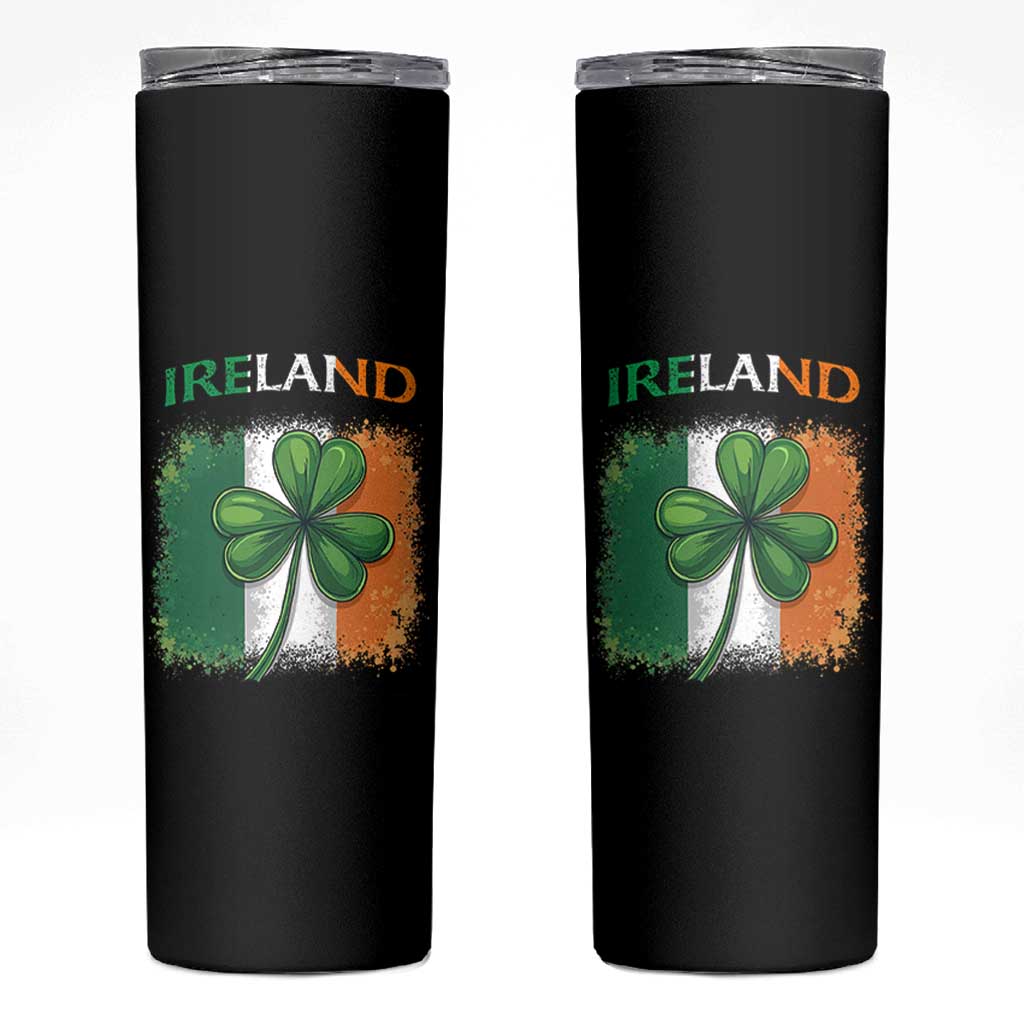 Vintage Ireland Shamrock Irish Flag St Patricks Day Skinny Tumbler