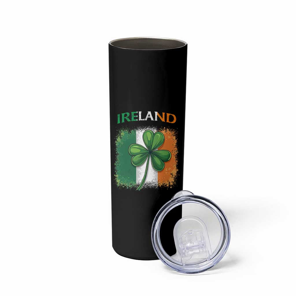 Vintage Ireland Shamrock Irish Flag St Patricks Day Skinny Tumbler