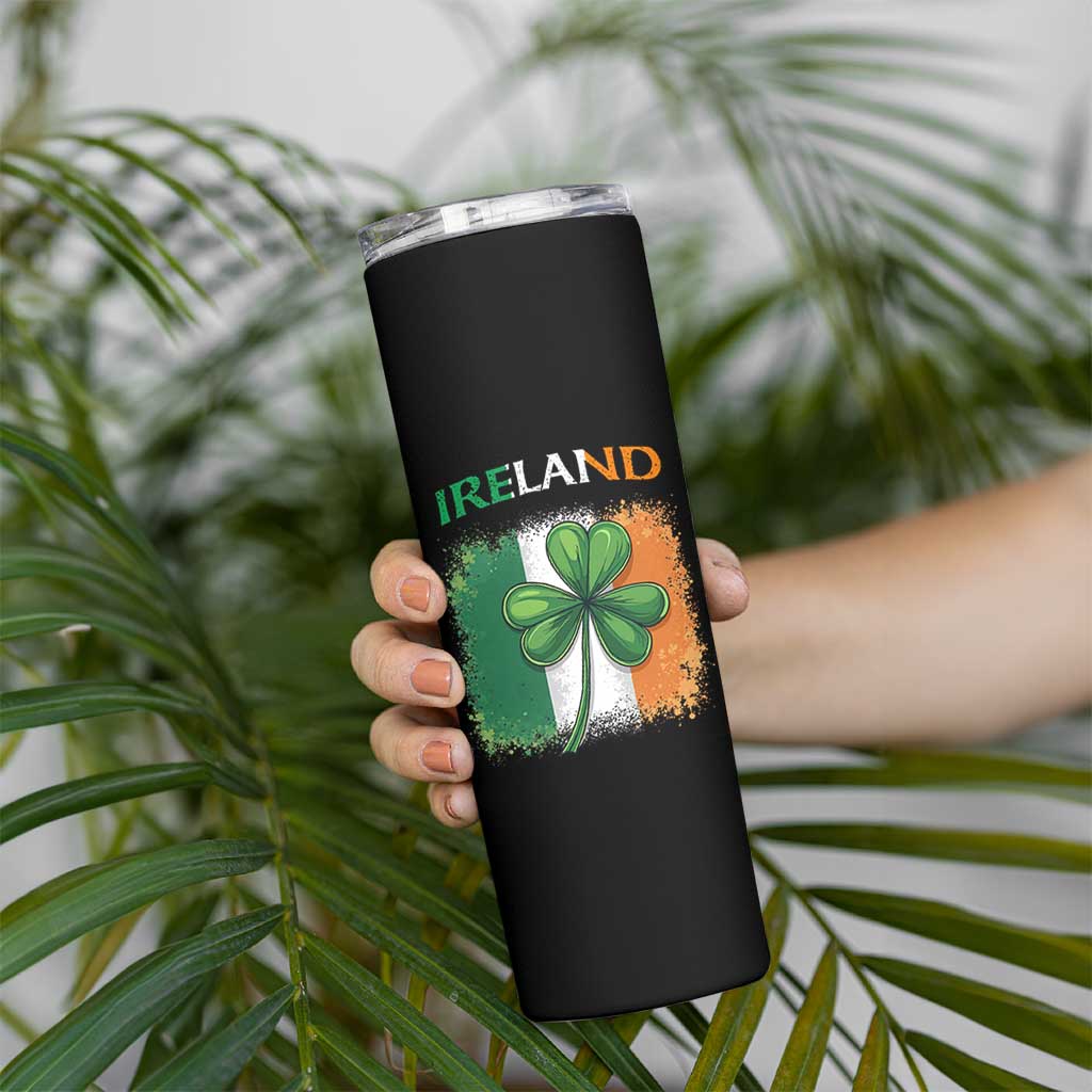 Vintage Ireland Shamrock Irish Flag St Patricks Day Skinny Tumbler