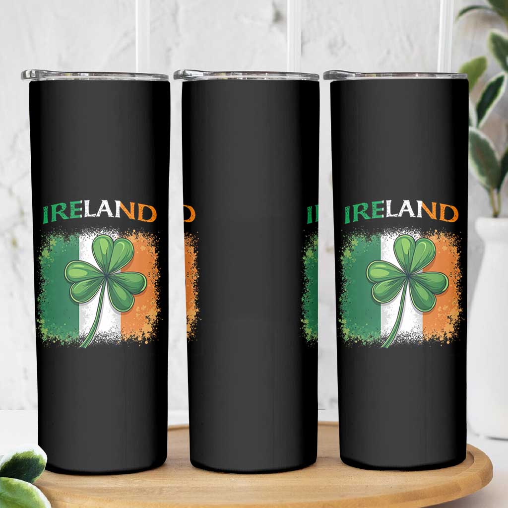 Vintage Ireland Shamrock Irish Flag St Patricks Day Skinny Tumbler