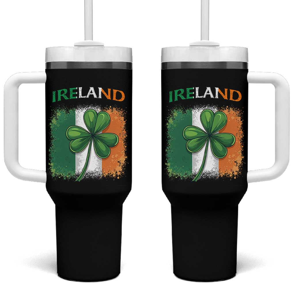 Vintage Ireland Shamrock Irish Flag St Patricks Day Tumbler With Handle