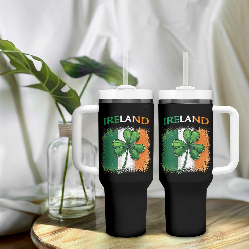 Vintage Ireland Shamrock Irish Flag St Patricks Day Tumbler With Handle