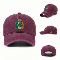 Vintage Ireland Shamrock Irish Flag St Patricks Day Washed Cotton Baseball Cap