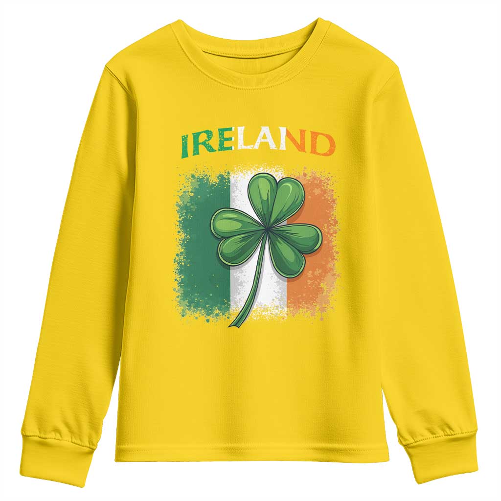 Vintage Ireland Shamrock Irish Flag St Patricks Day Youth Sweatshirt