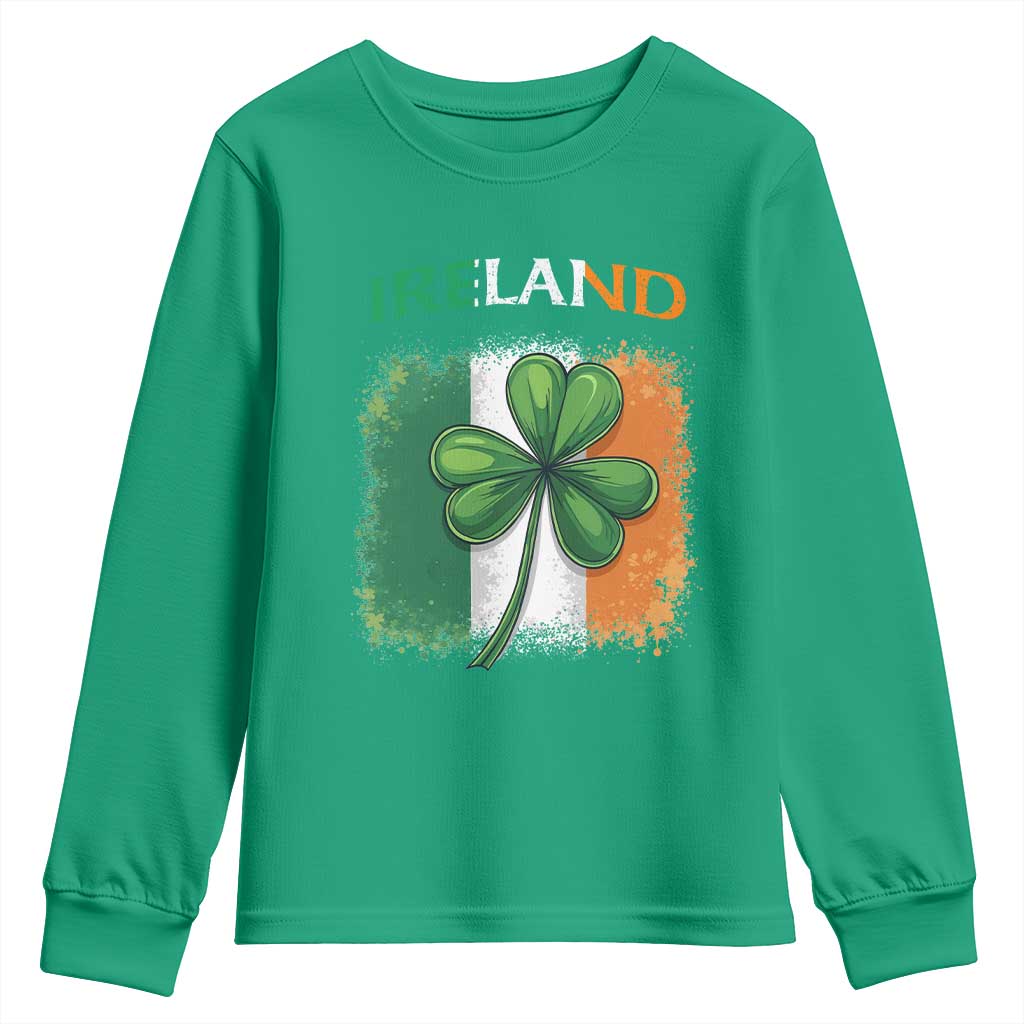 Vintage Ireland Shamrock Irish Flag St Patricks Day Youth Sweatshirt