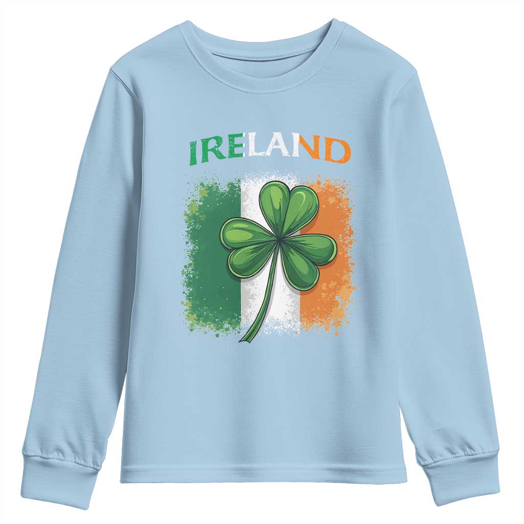 Vintage Ireland Shamrock Irish Flag St Patricks Day Youth Sweatshirt