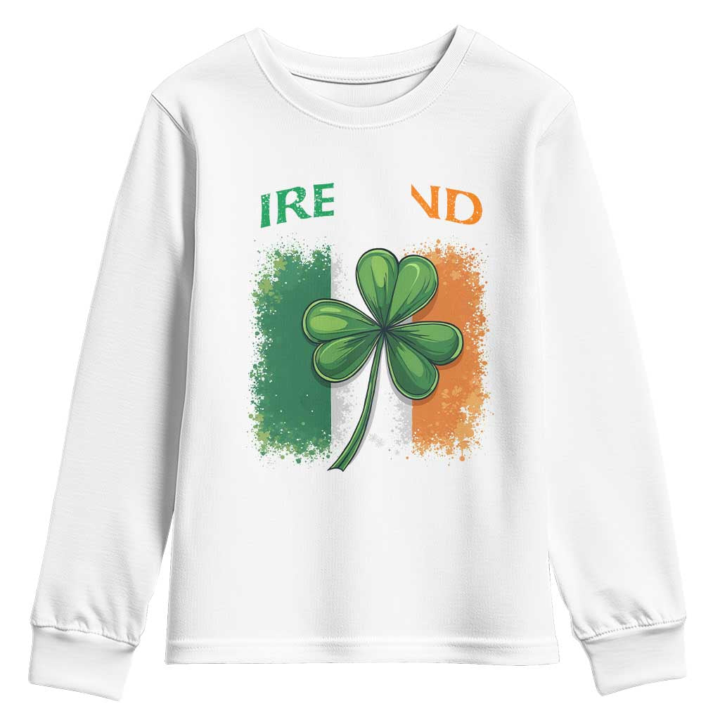 Vintage Ireland Shamrock Irish Flag St Patricks Day Youth Sweatshirt