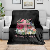 Blooming in His Grace Throw Blanket Boho Wildflower Christian Faith Bible Verse