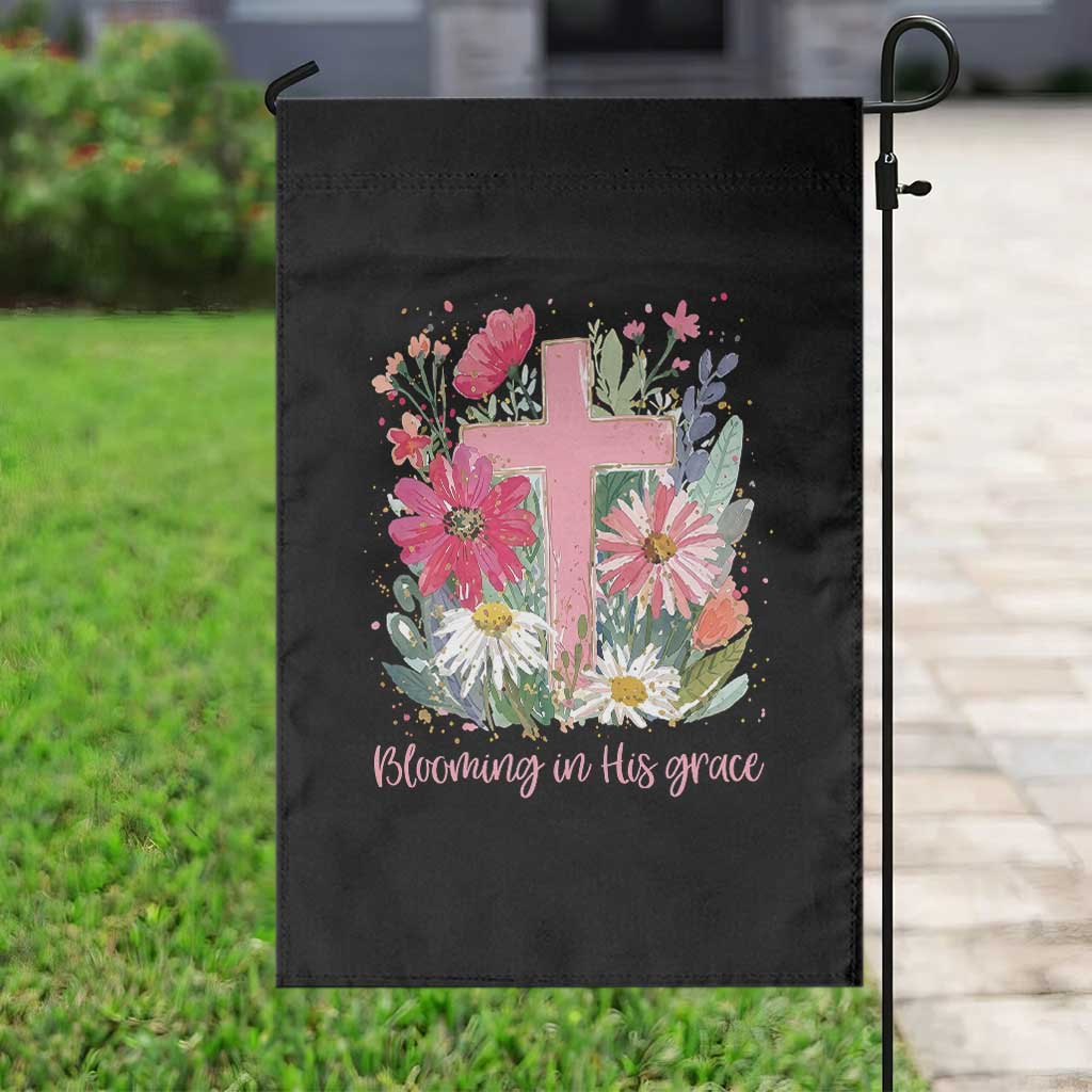 Blooming in His Grace Garden Flag Boho Wildflower Christian Faith Bible Verse