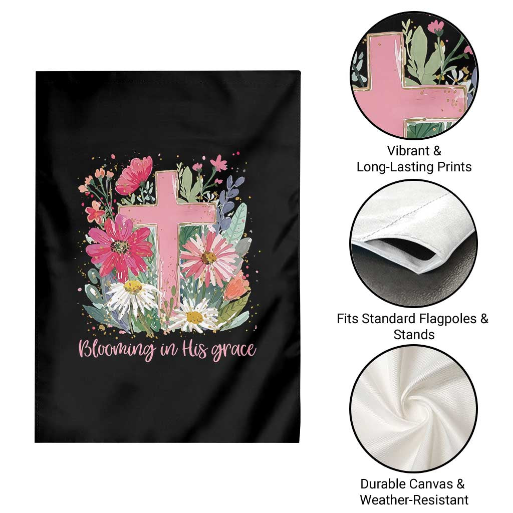Blooming in His Grace Garden Flag Boho Wildflower Christian Faith Bible Verse
