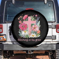 Blooming in His Grace Spare Tire Cover Boho Wildflower Christian Faith Bible Verse