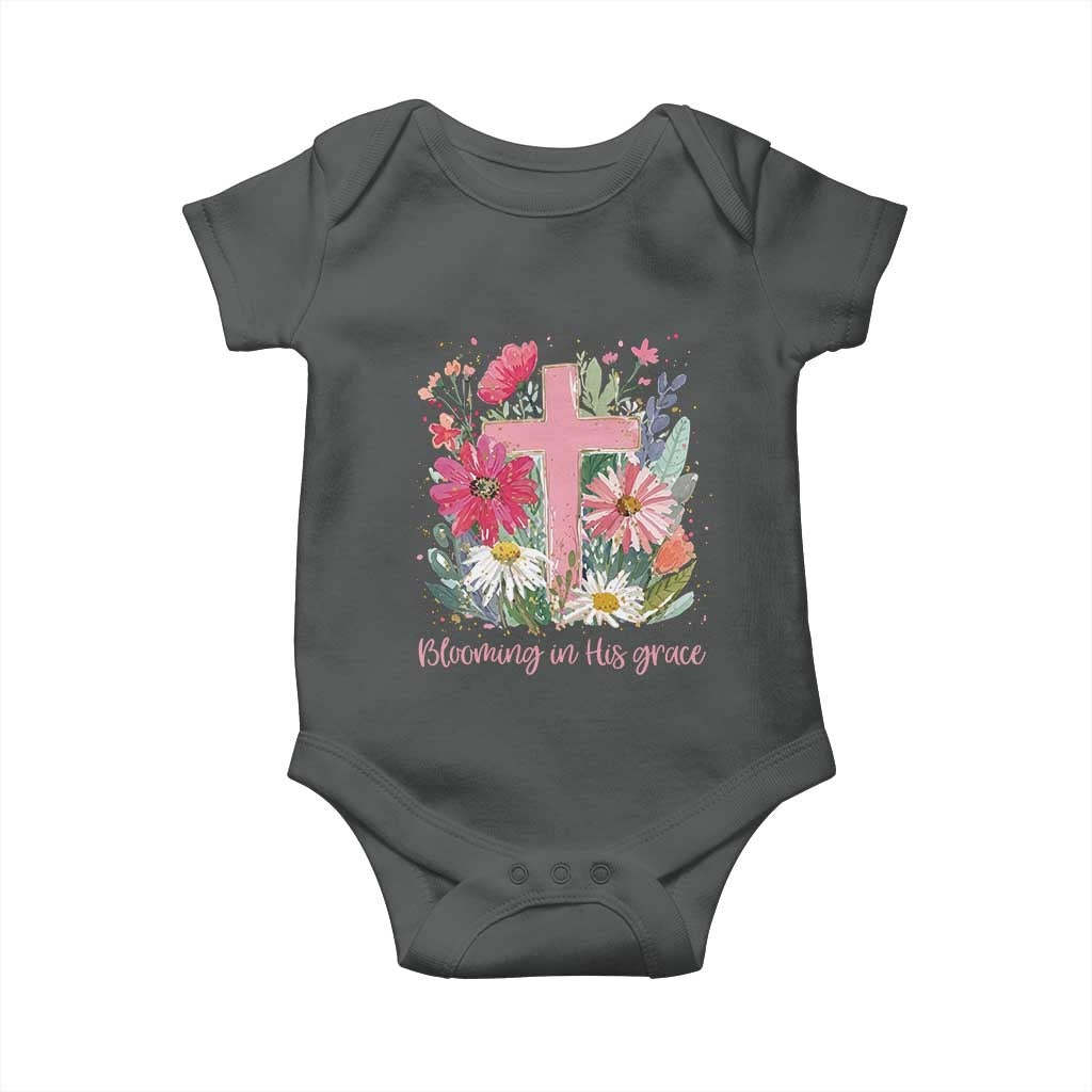 Blooming in His Grace Baby Onesie Boho Wildflower Christian Faith Bible Verse