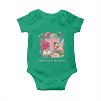 Blooming in His Grace Baby Onesie Boho Wildflower Christian Faith Bible Verse