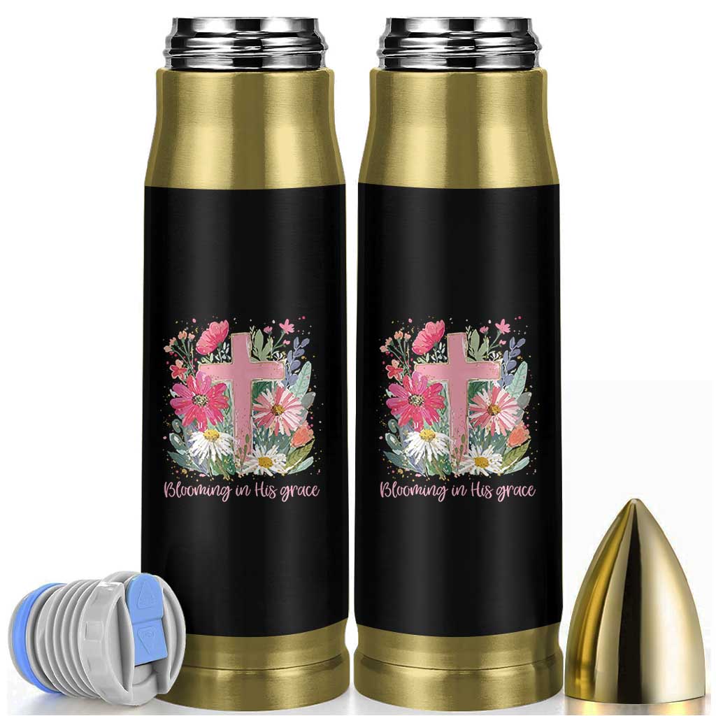 Blooming in His Grace Bullet Tumbler Boho Wildflower Christian Faith Bible Verse
