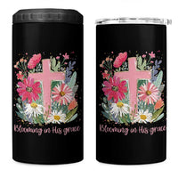 Blooming in His Grace 4 in 1 Can Cooler Tumbler Boho Wildflower Christian Faith Bible Verse