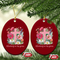 Blooming in His Grace Ceramic Ornament Boho Wildflower Christian Faith Bible Verse