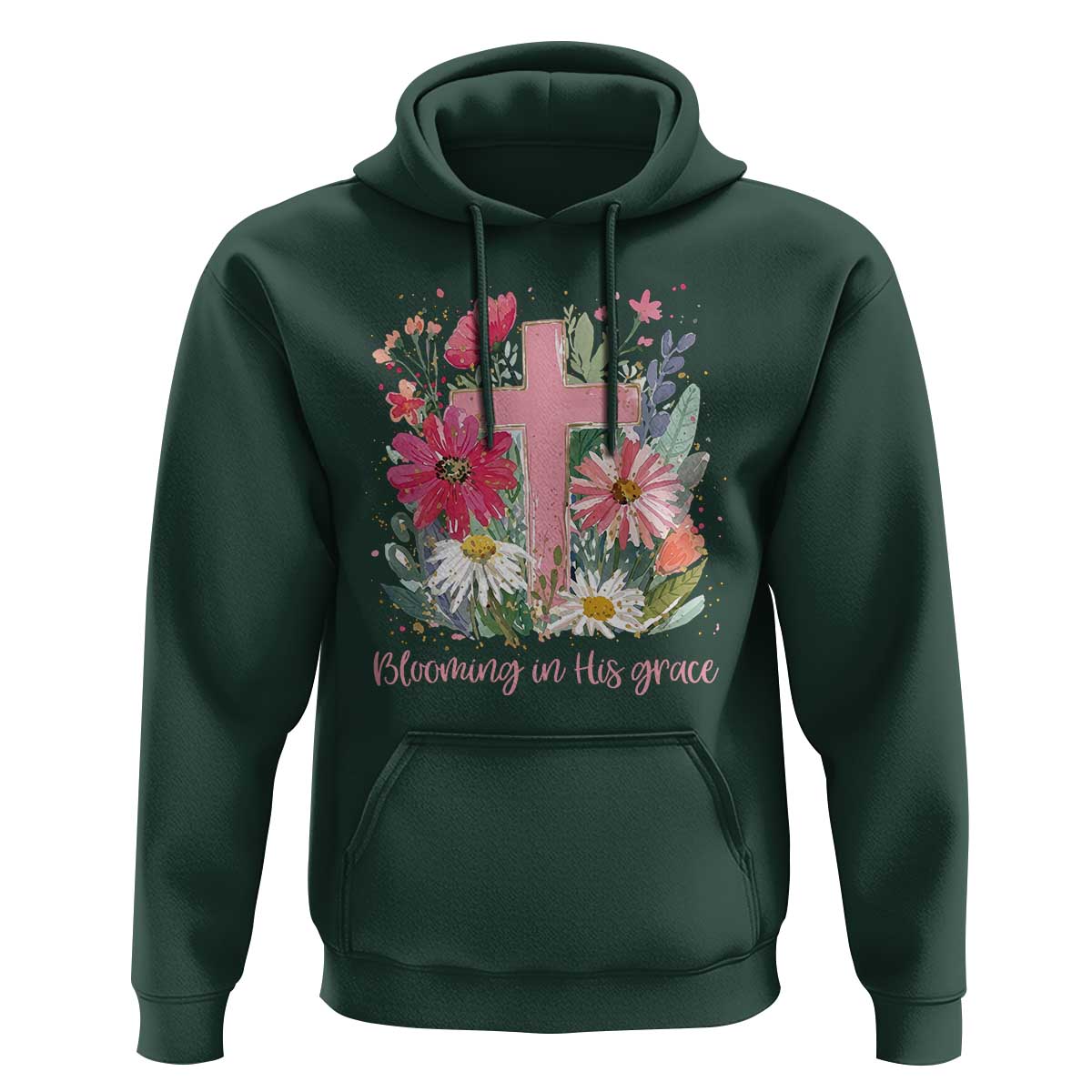 Blooming in His Grace Hoodie Boho Wildflower Christian Faith Bible Verse
