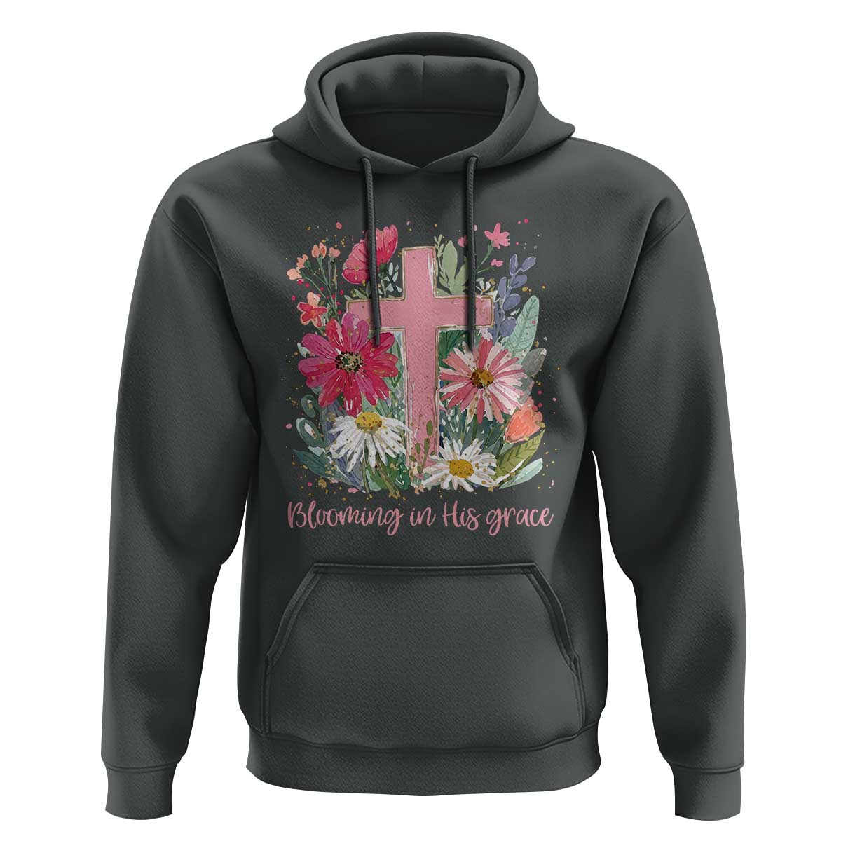 Blooming in His Grace Hoodie Boho Wildflower Christian Faith Bible Verse
