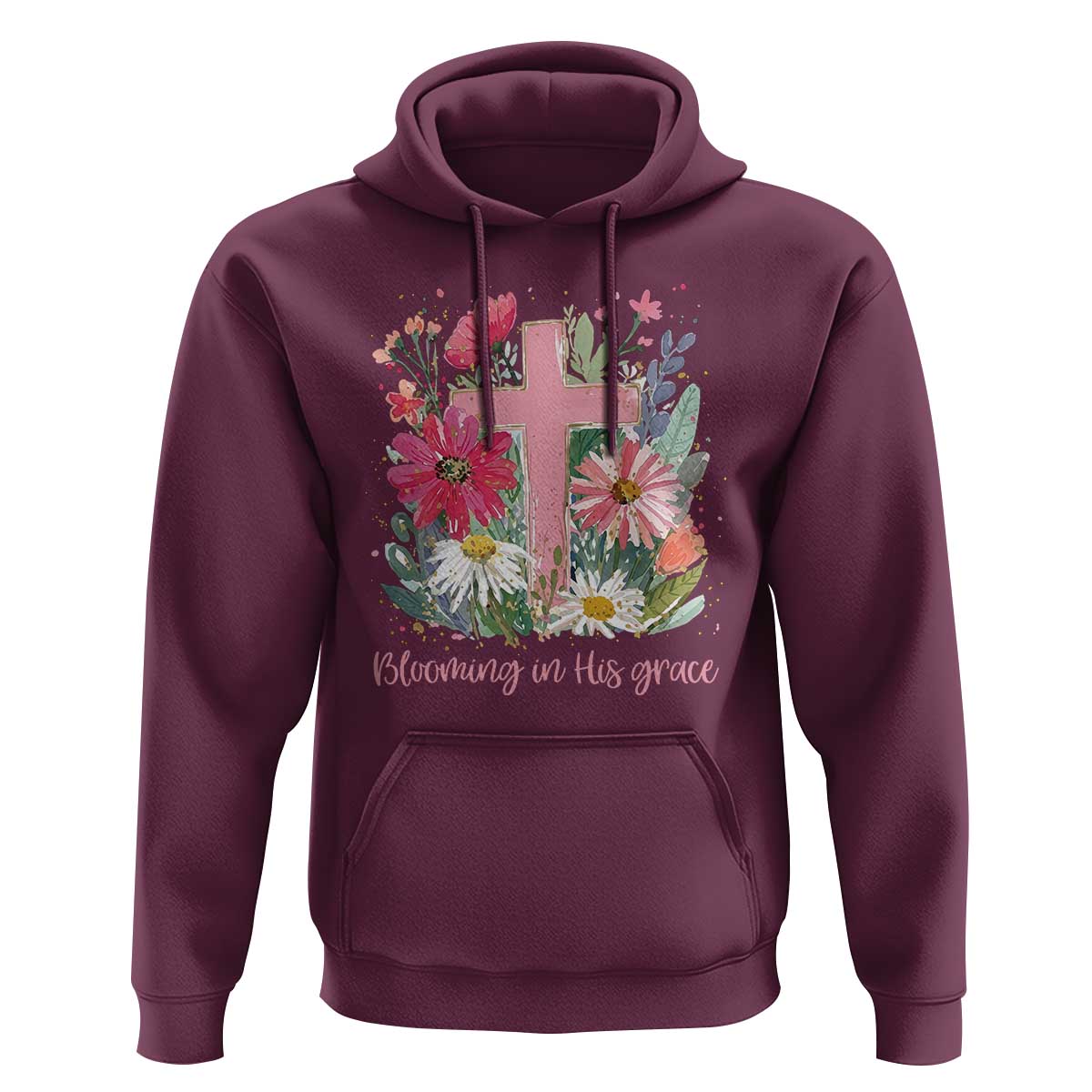 Blooming in His Grace Hoodie Boho Wildflower Christian Faith Bible Verse