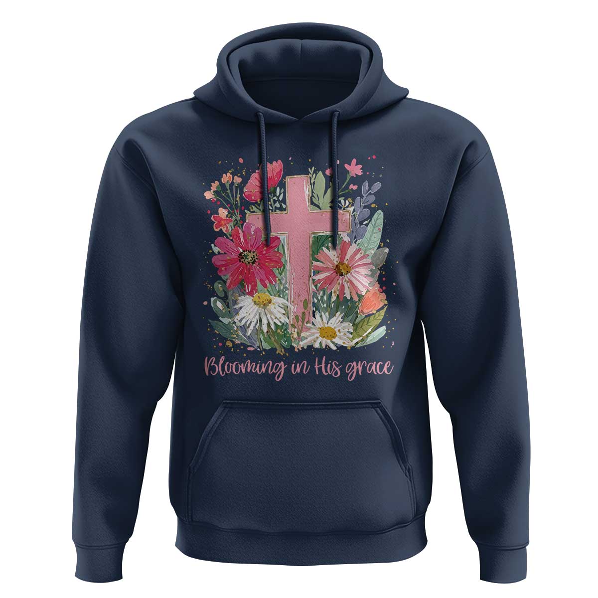 Blooming in His Grace Hoodie Boho Wildflower Christian Faith Bible Verse