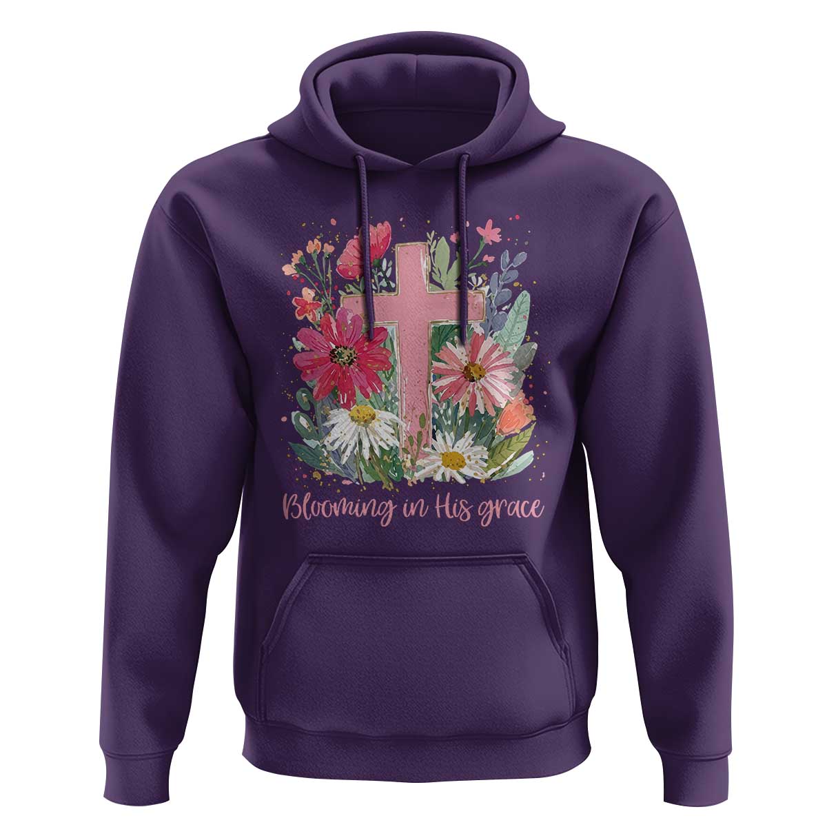 Blooming in His Grace Hoodie Boho Wildflower Christian Faith Bible Verse