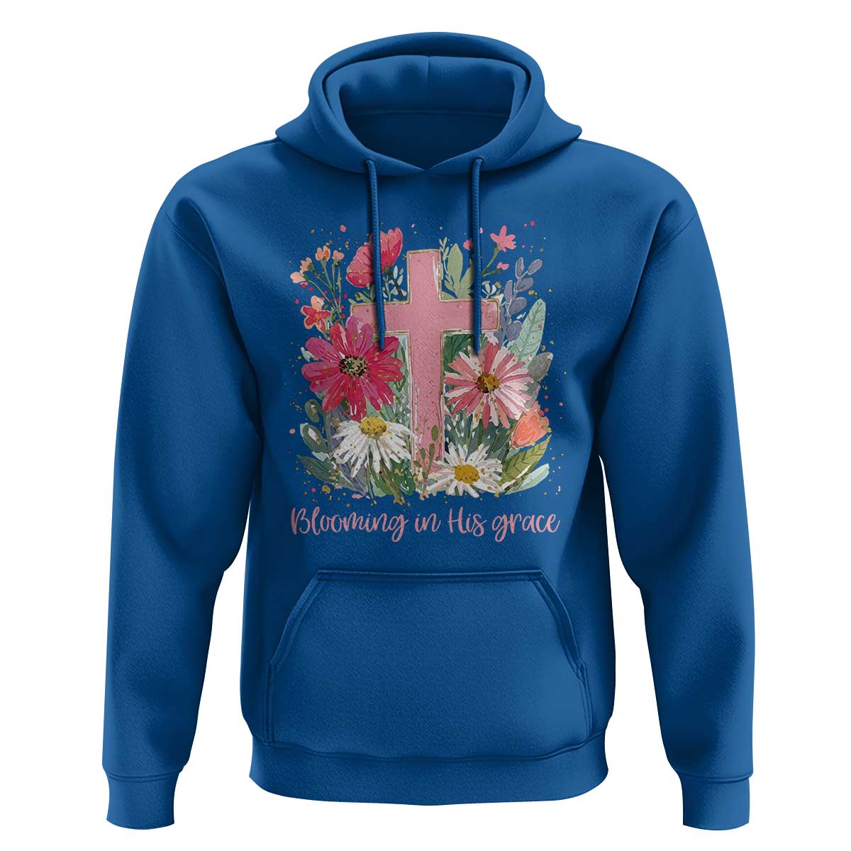 Blooming in His Grace Hoodie Boho Wildflower Christian Faith Bible Verse