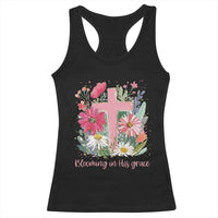 Blooming in His Grace Racerback Tank Top Boho Wildflower Christian Faith Bible Verse