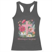 Blooming in His Grace Racerback Tank Top Boho Wildflower Christian Faith Bible Verse