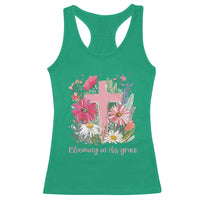 Blooming in His Grace Racerback Tank Top Boho Wildflower Christian Faith Bible Verse