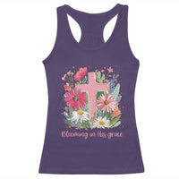 Blooming in His Grace Racerback Tank Top Boho Wildflower Christian Faith Bible Verse