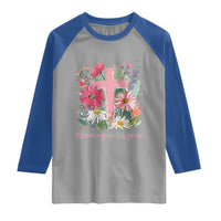 Blooming in His Grace Raglan Shirt Boho Wildflower Christian Faith Bible Verse