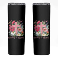 Blooming in His Grace Skinny Tumbler Boho Wildflower Christian Faith Bible Verse