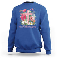Blooming in His Grace Sweatshirt Boho Wildflower Christian Faith Bible Verse