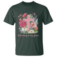 Blooming in His Grace T Shirt Boho Wildflower Christian Faith Bible Verse