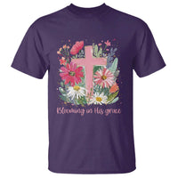 Blooming in His Grace T Shirt Boho Wildflower Christian Faith Bible Verse
