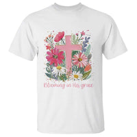 Blooming in His Grace T Shirt Boho Wildflower Christian Faith Bible Verse