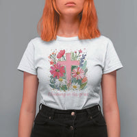 Blooming in His Grace T Shirt For Women Boho Wildflower Christian Faith Bible Verse