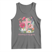 Blooming in His Grace Tank Top Boho Wildflower Christian Faith Bible Verse