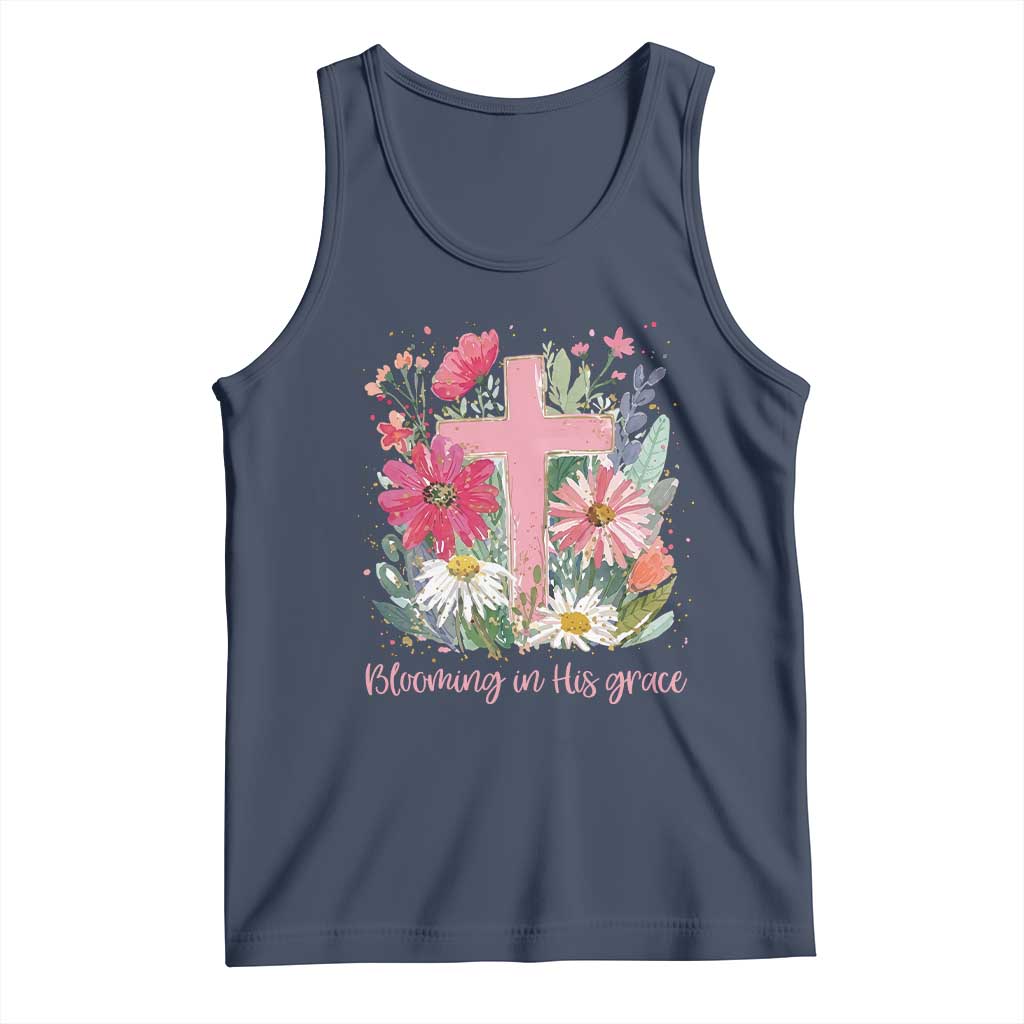Blooming in His Grace Tank Top Boho Wildflower Christian Faith Bible Verse