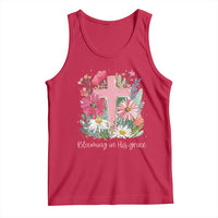Blooming in His Grace Tank Top Boho Wildflower Christian Faith Bible Verse